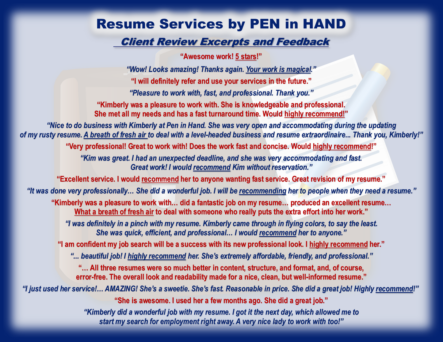 1) Resumes, Editing, and Tax Preparation - Website Link